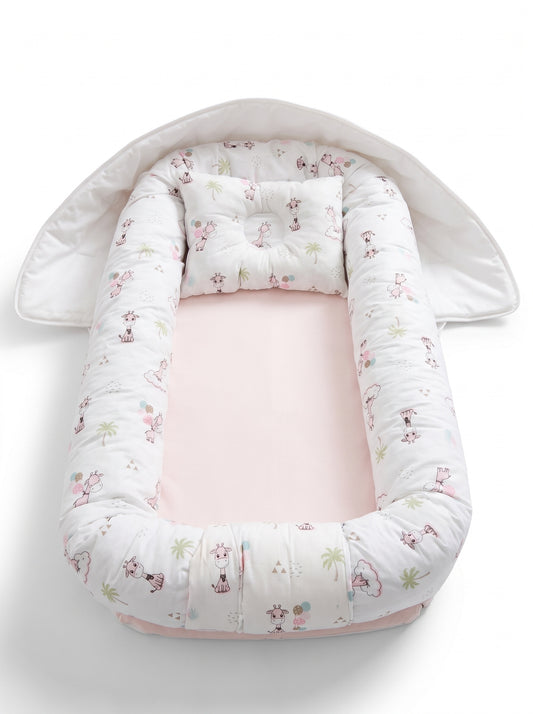 Pudra pembe çantalı babynest, önden